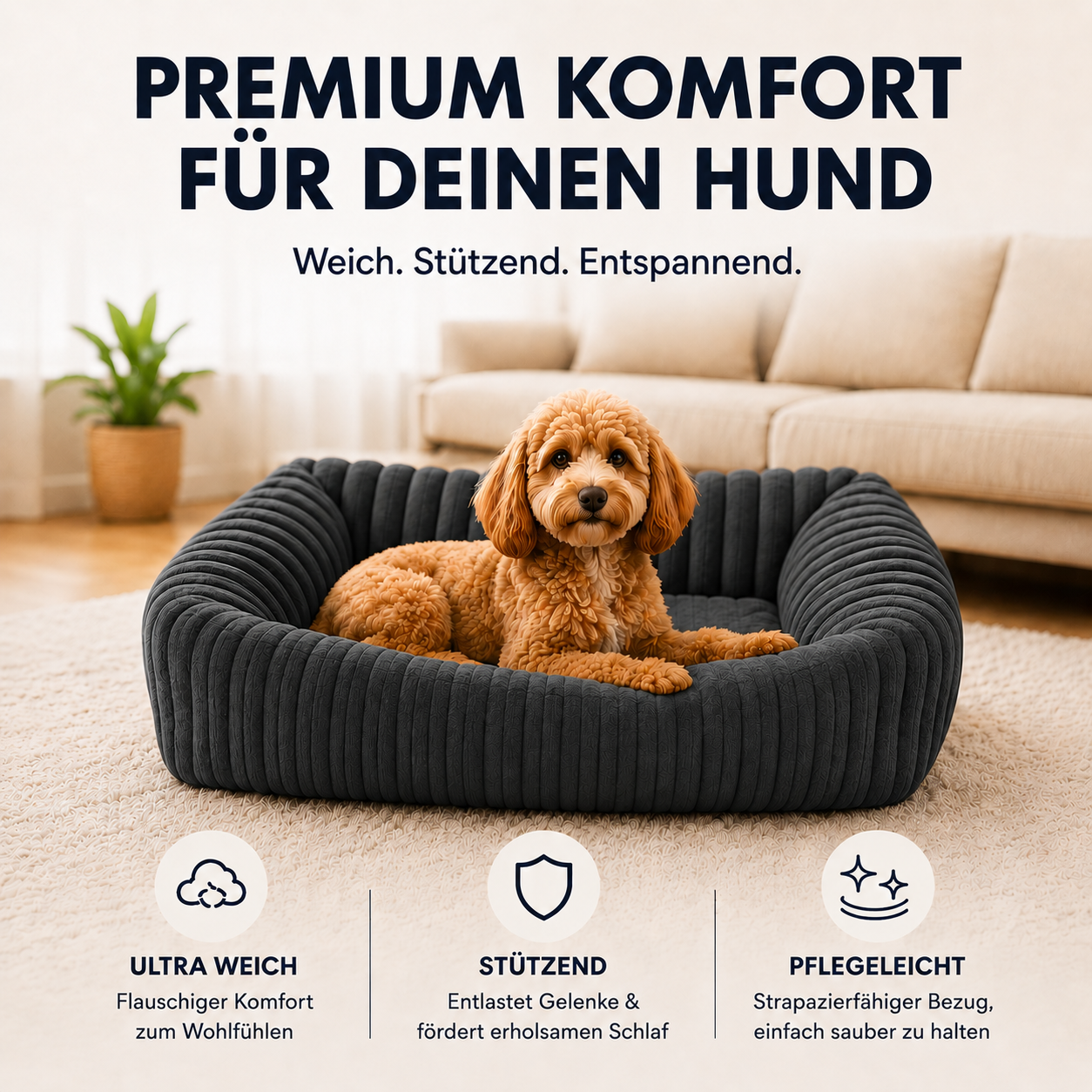 Orthopädisches Plüsch-Hundebett – Komfort & Unterstützung für erholsame Ruhe