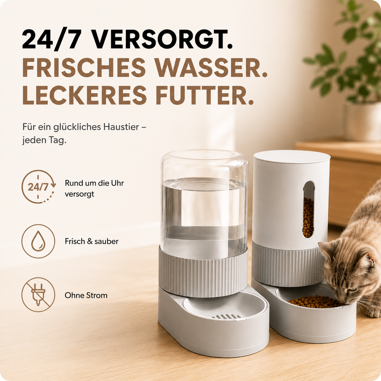 Automatischer Futter- & Wasserspender – Immer frisch versorgt