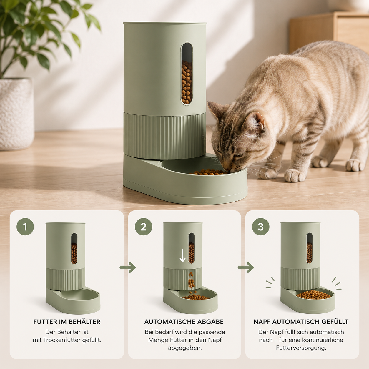 Automatischer Futter- & Wasserspender – Immer frisch versorgt