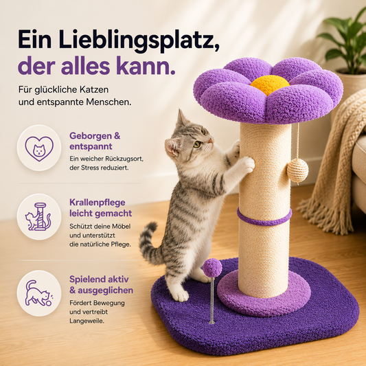 Blumen-Kratzbaum – Stylischer Kratzspaß & gemütlicher Lieblingsplatz