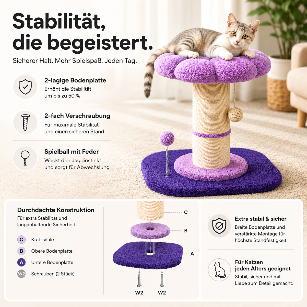 Blumen-Kratzbaum – Stylischer Kratzspaß & gemütlicher Lieblingsplatz