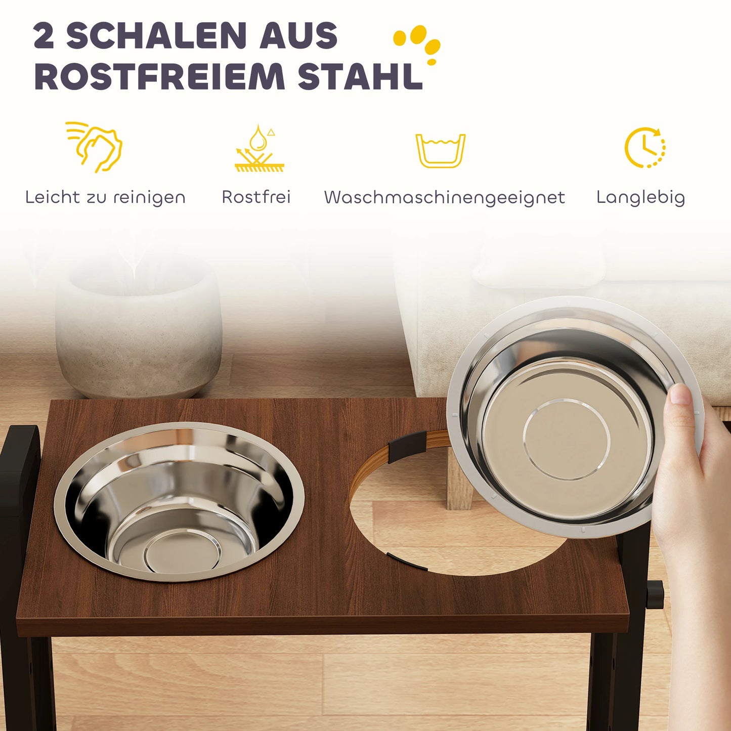 Hundenapf, höhenverstellbarer Edelstahl Futternapf mit Ständer