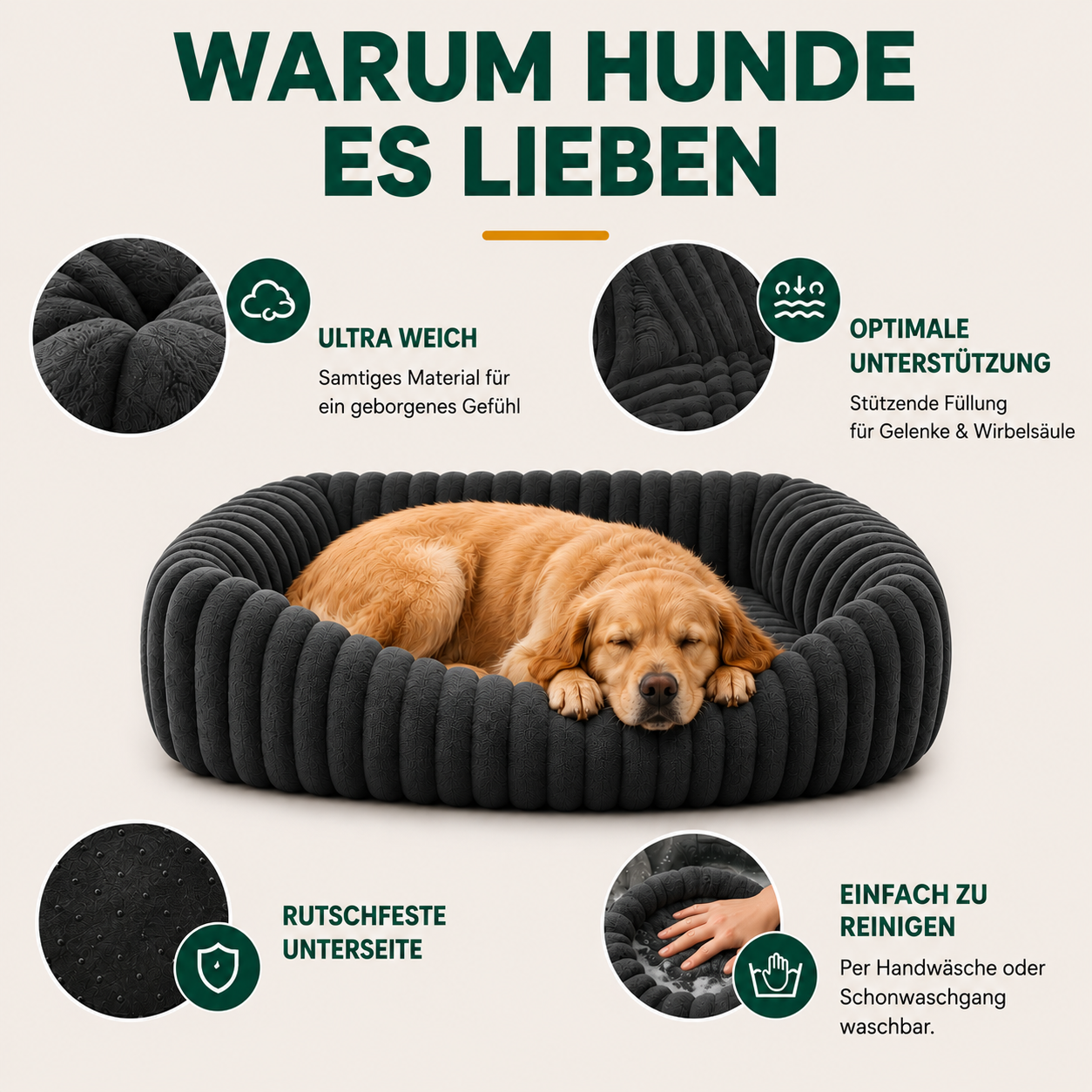 Orthopädisches Plüsch-Hundebett – Komfort & Unterstützung für erholsame Ruhe