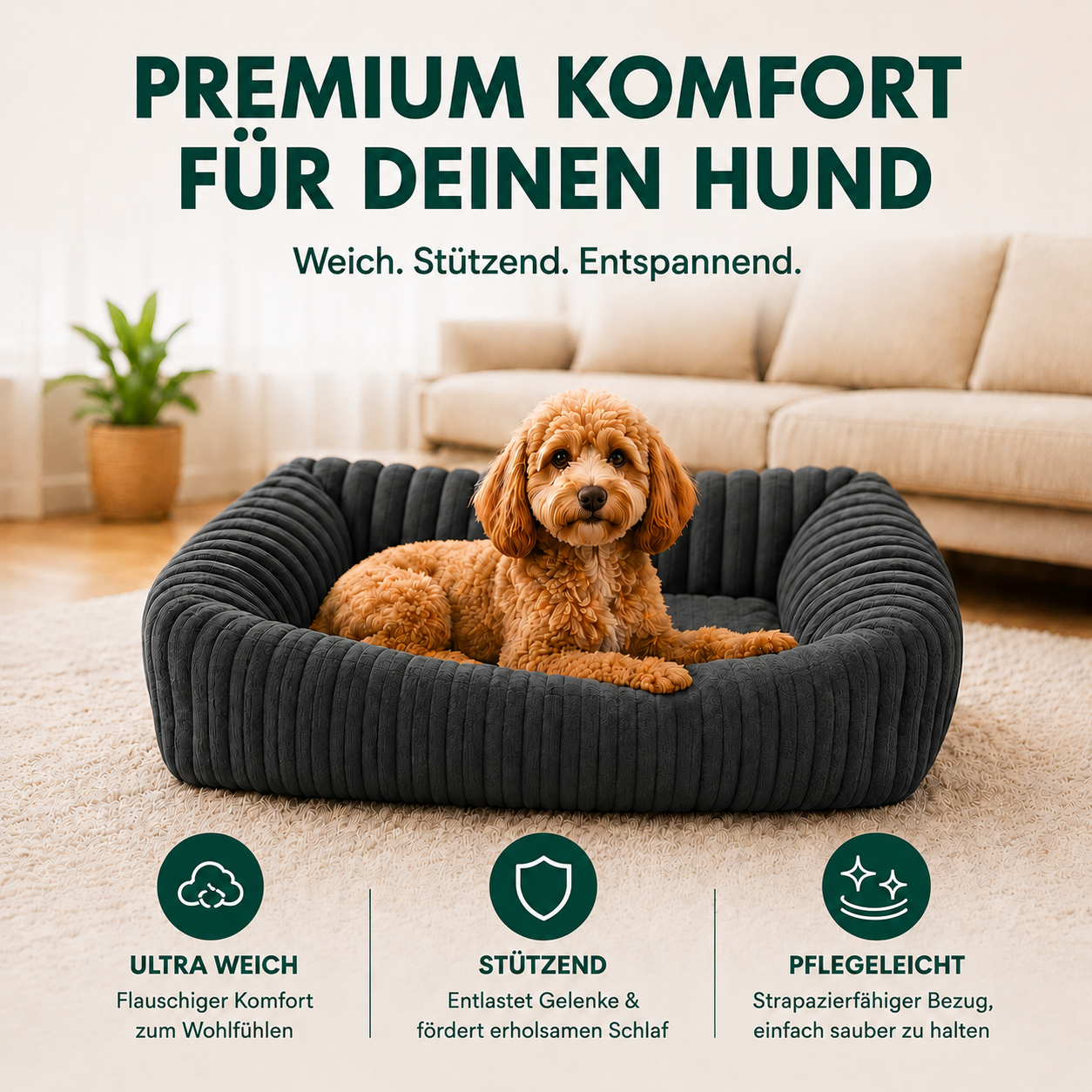 Orthopädisches Plüsch-Tierbett – Komfort & Unterstützung für erholsame Ruhe