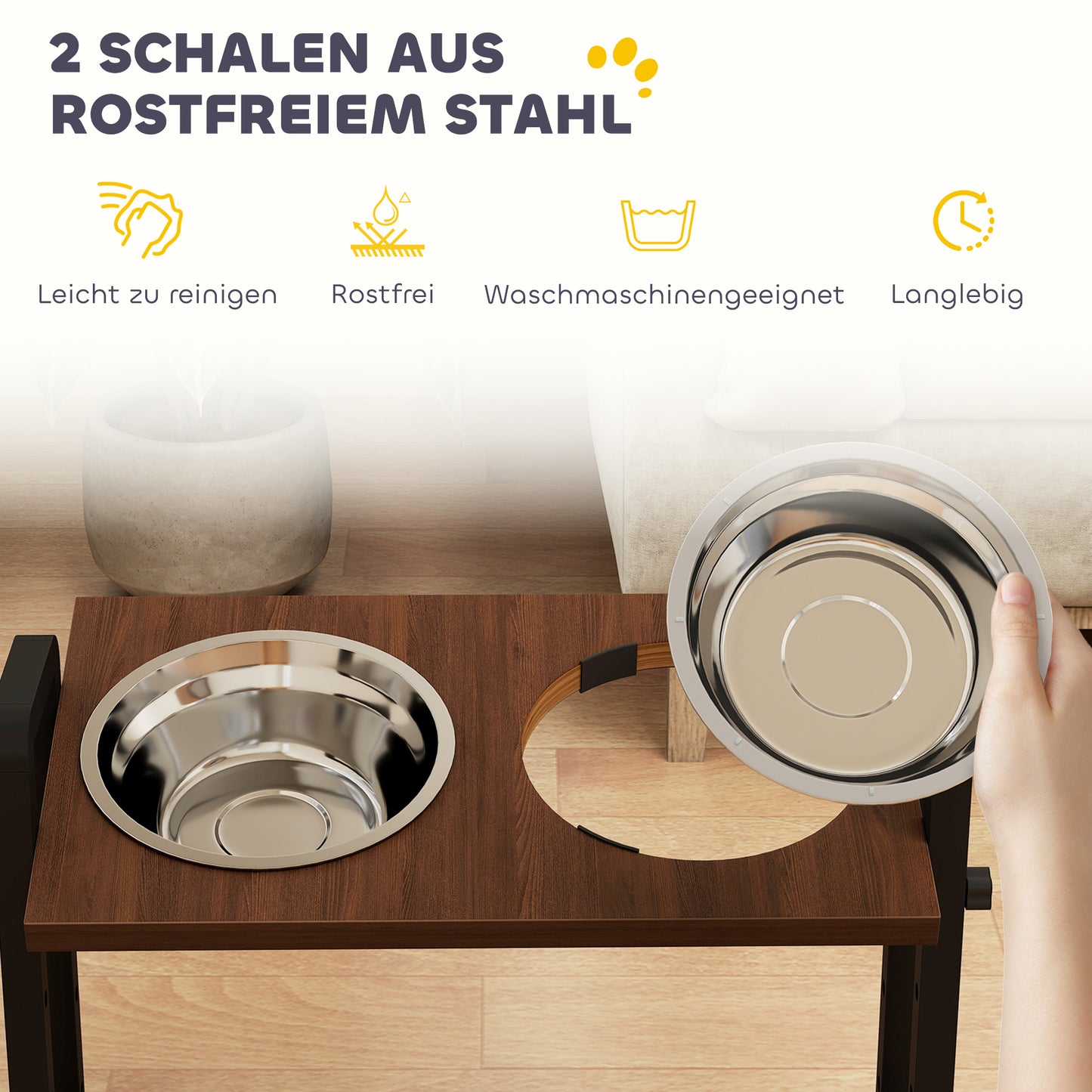 Hundenapf, höhenverstellbarer Edelstahl Futternapf mit Ständer